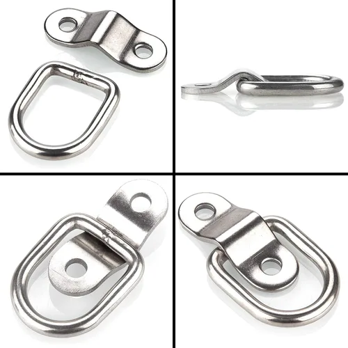 Vista 5 de Paquete de 12 anillos de amarre con soporte de montaje, anillo de amarre de acero inoxidable resistente, punto de anclaje de anillo en D, montaje