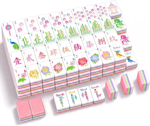 Vista 10 de Arrowbash Juego de 160 azulejos Mahjong americanos solamente, blanco