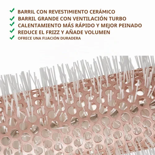 Vista 4 de Juego de cepillos redondos de cerámica para cepillo desenredante