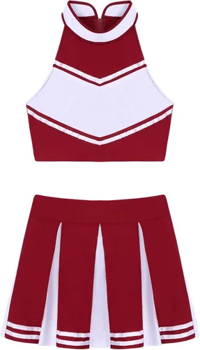 Vista 6 de iiniim Disfraz de líder de animadora para mujer, vestido elegante de animadora con minifalda plisada