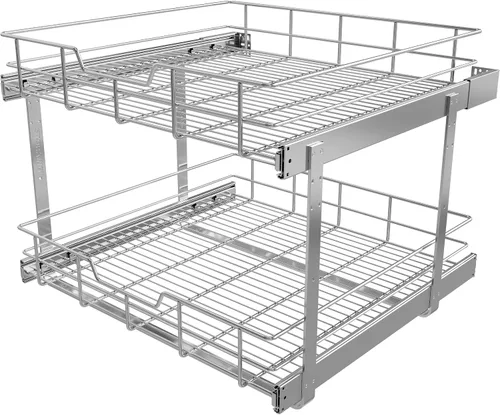 Vista 11 de Organizador de gabinete extraíble de 9 pulgadas de ancho x 17 pulgadas de profundidad, cajones deslizantes para organizadores de cocina
