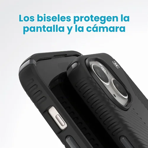 Vista 6 de Speck Presidio2 Grip - Funda para iPhone 15 de 6.1 pulgadas, compatible con iPhone 14 y 13, color negro, gris pizarra, blanco