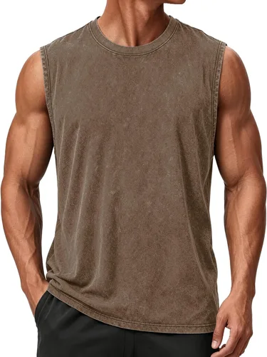 Vista 22 de Camisetas sin mangas para hombre, camisetas sin mangas de algodón de ajuste Negro