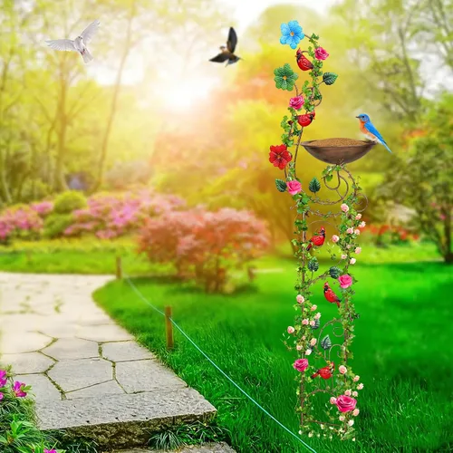 Vista 7 de YADOOLIFE Bañera para pájaros de 57 pulgadas con enrejado de jardín para plantas trepadoras al aire libre, pequeños enrejados decorativos de metal