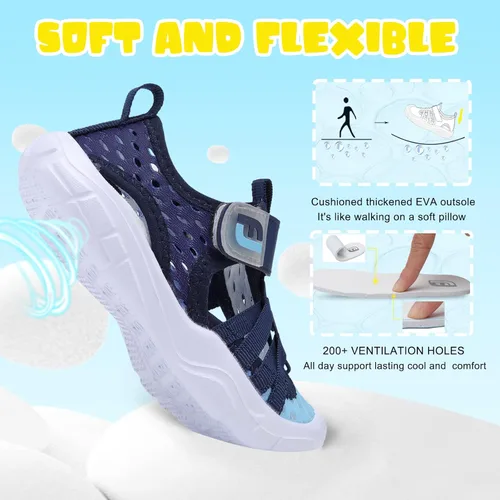 Vista 5 de JOINFREE Zapatos de agua para niños y niñas, transpirables, Qucik, tenis de agua seca, sandalias deportivas de playa, ligeras, descalzas, flexibles