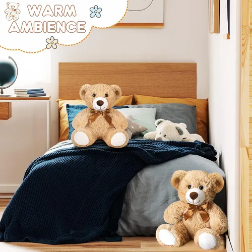 Vista 6 de Zhanmai 18 osos de peluche de 14 pulgadas, regalos a granel, juguetes de oso de peluche para cumpleaños, baby shower, graduación (marrón claro)