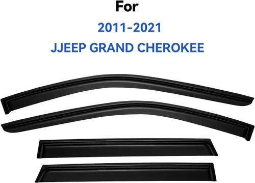 Vista 2 de YQAUTEC Viseras de ventana, protectores de lluvia para Jeep Grand Cherokee 2011-2021, deflectores de viento, persianas de ventilación, 4 piezas