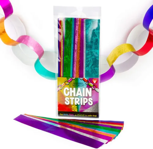 Vista 2 de Hygloss Products Tiras de Cadena de Papel Metálico en Relieve - Ideales para Artes y Manualidades para Niños, Decoraciones, Actividades en el Aula