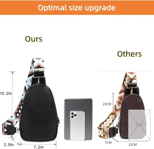 Vista 6 de WSRYDJDL Bolsa de pecho para mujer, bolso bandolera pequeño de piel sintética, mochila de hombro para viajes, senderismo, ciclismo