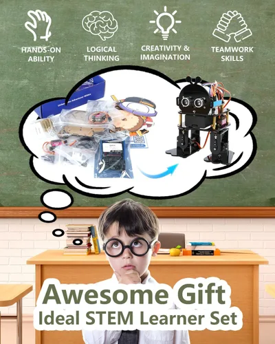 Vista 5 de Kit de robot bípedo STEM Juguetes Kit de ciencia para niños, conjunto de artesanías programables de robótica bipedal biónica para Arduino ESP32