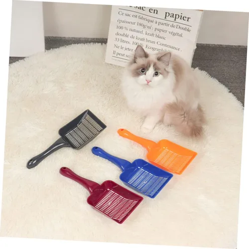 Vista 7 de 4 cucharas de arena para gatos, herramientas de limpieza de arena para gatos con agujeros pequeños, mango cómodo para mascotas para limpieza