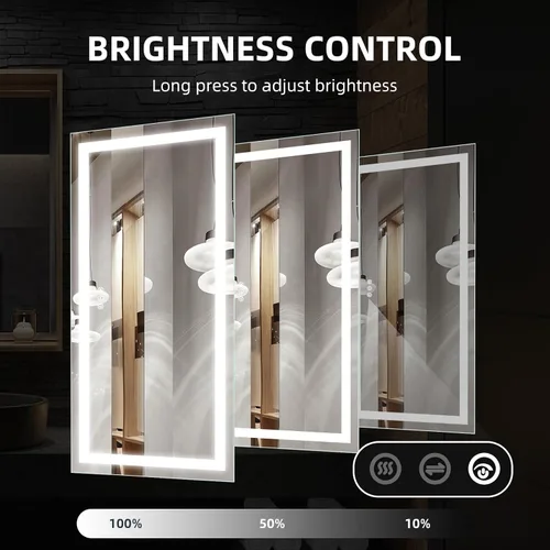 Vista 4 de Espejo de baño LED de 72 x 36 pulgadas con luces, antiniebla, regulable, retroiluminado + iluminado frontal, espejo de tocador de baño iluminado