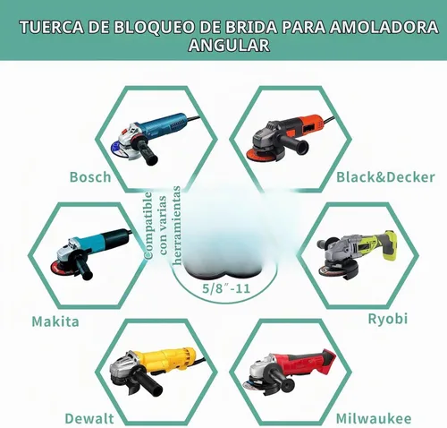 Vista 4 de Kit de llave de tuerca de amoladora angular 9PCS 5/8-11 Tuerca