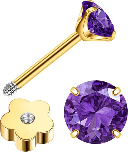 Vista 10 de Aretes de titanio G23 hechos a mano de 0.118 in, chapados en oro de 14 quilates, pequeños 5A+CZ, aretes de cartílago hipoalergénicos, aretes