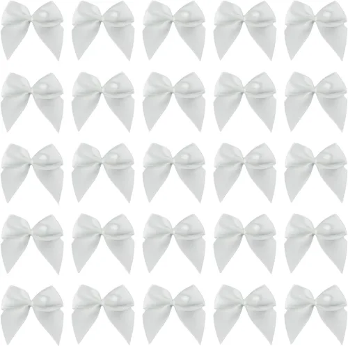 Vista 9 de 7Rainbows, 50 lazos de mini cinta de satén negro con flores y apliques para manualidades DIY, para costura, álbumes de recortes, boda y regalo
