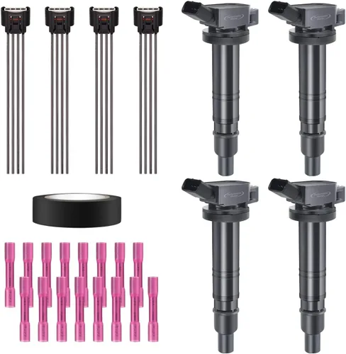 Vista 12 de Juego de 4 bobinas de encendido y arnés de cableado con conector pigtail compatible con Accord Odyssey Acura Saturn 3.0L 3.2L 3.5L V6 C1221 UF242