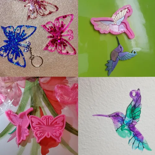 Vista 5 de Honbay 3 moldes de silicona en forma de mariposa colibrí y libélula, para manualidades y decoración (3 estilos)