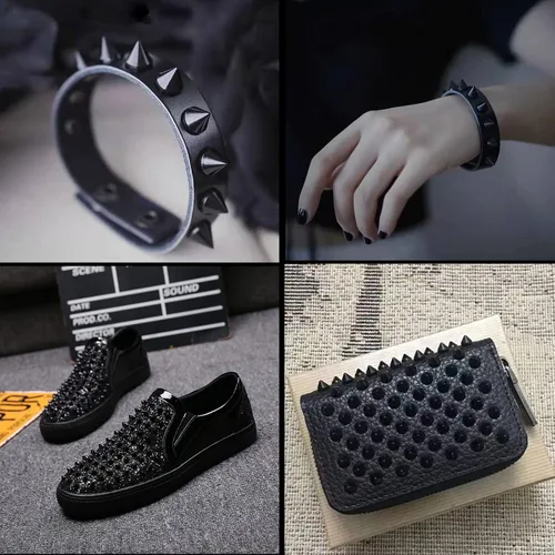 Vista 6 de 1 yarda Coser en Spike Stud Remache de espalda plana Punk Rock Trim Cinta de malla Artesanía (negro)