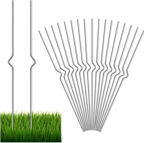 Vista 8 de Juego de 12 estacas de alambre de metal resistentes para letreros de jardín y césped, alternativa de 13 pulgadas a las estacas de marco en H