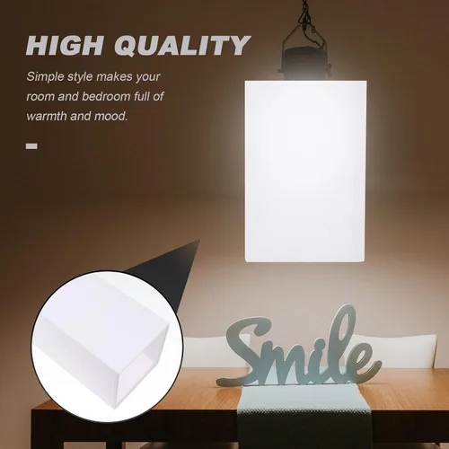 Vista 8 de Garneck Pantalla rectangular de lino, pantalla universal blanca para lámpara de mesa de araña, pantalla de tela rústica (E27)