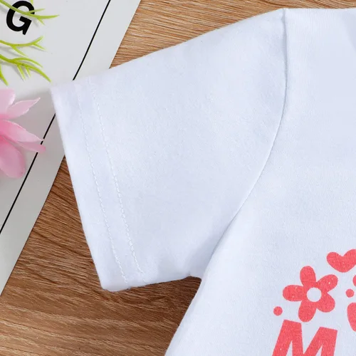 Vista 7 de TBUIALL Ropa de niña para el día de San Valentín, manga corta, camiseta con letras, sin botones, pantalones acampanados, trajes para niños