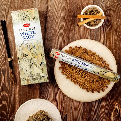 Vista 7 de HEM Varillas de Incienso de Salvia Blanca - 100 Unidades Aromaterapia Natural Purificadora del Aire Fragancia Calmante y Limpiadora Perfectas
