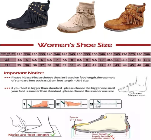 Vista 5 de AUNTHUI Sursell - Botines de gamuza para mujer, con flecos, punta redonda, planos, cálidos, de moda, occidentales, para exteriores, con cremallera