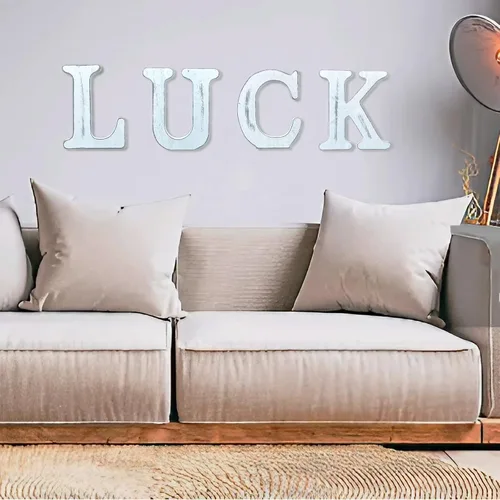 Vista 4 de Letras rústicas de madera blanca de 6 pulgadas, letras de madera sin terminar para decoración de pared, letras blancas retro de pie, decoración