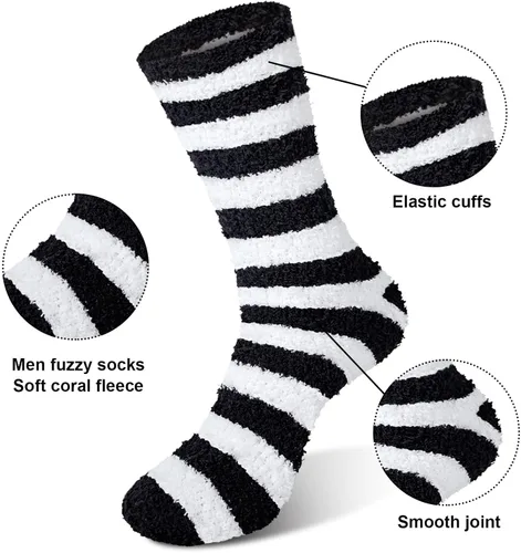 Vista 3 de YSense 5-6 Pairs Mens Fuzzy Socks Winter Slipper Fleece Socks Men