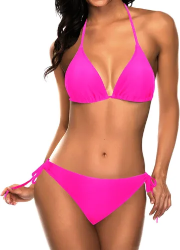 Vista 17 de Tempt Me - Conjunto de bikini triangular para mujer, traje de baño sexy de dos piezas, traje de baño con cintas laterales Azul verde