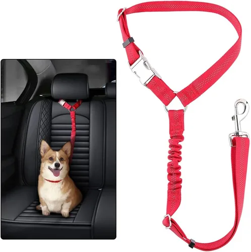 Vista 10 de Plutus Pet Cinturón de seguridad para perro para reposacabezas de automóvil, retención reflectante y ajustable con elástico para mayor seguridad
