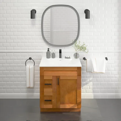 Vista 8 de Arce Shaker - Mueble para lavabo con cajones de 30 pulgadas, listo para montar
