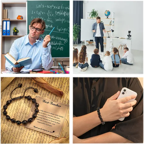 Vista 2 de PPJew Regalos para profesores, pulsera elástica de manzana para mujeres/hombres, regalos del día del maestro de parte de estudiantes