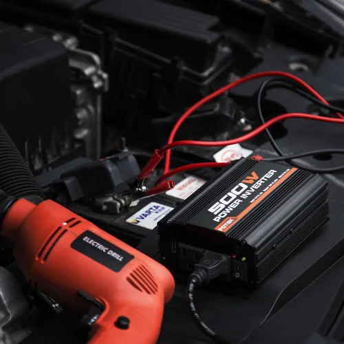 Vista 7 de POTEK - Inversor de corriente de 500W, Inversor de coche, DC 12V a AC 110V, puerto de carga de AC dual y puertos USB de 2Amp para computadora