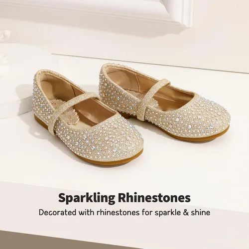 Vista 2 de DREAM PAIRS Zapatos planos Mary Jane con diamantes de imitación para niñas