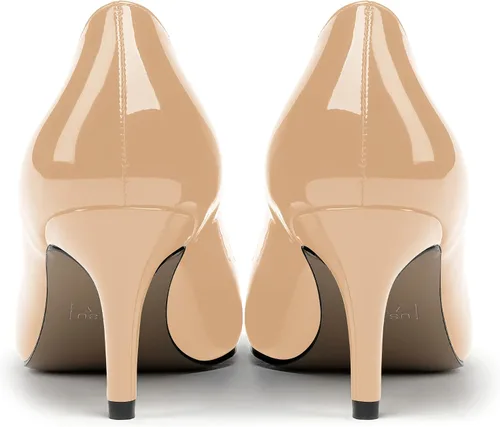 Vista 4 de MERRORI Zapatos de tacón medio con punta cuadrada y charol para mujer, de 2.5 pulgadas