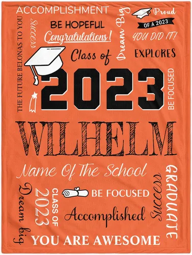 Vista 20 de Manta de graduación personalizada, regalos de graduación 2023, clase de graduación de 2023 con nombre de la universidad, manta de regalo