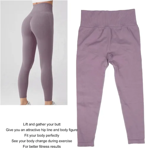 Vista 4 de Women High Waisted Yoga Pants, Butt Lifting Elastic Sports Leggings with Fast Drying, Perfect Fitting, for Gym, Running, Yoga, Purple
