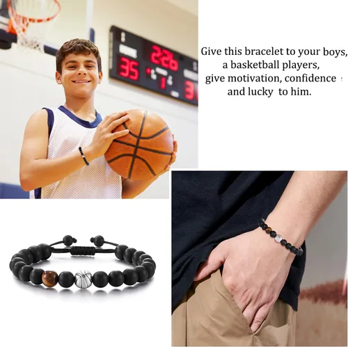 Vista 2 de Pulsera de béisbol, fútbol, baloncesto, hockey, golf, fútbol, regalos para niños y hombres