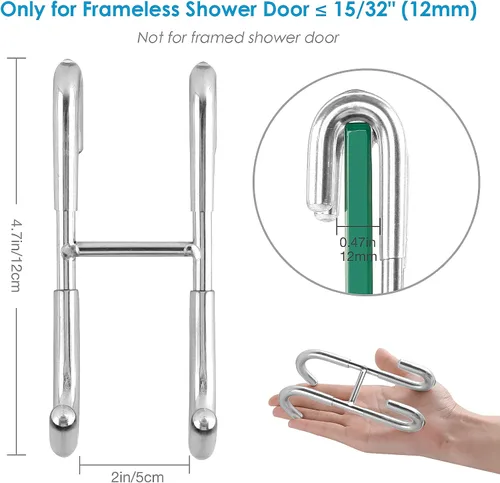 Vista 18 de Simtive Ganchos para Puerta de Ducha (Paquete de 2), Ganchos para Toallas para Baño de Vidrio Sin Marco para Squeegee, Negro