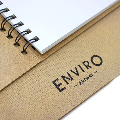 Vista 5 de Artway Enviro - Cuaderno de bocetos A5 encuadernado en espiral - Paisaje - 70 caras/35 páginas de papel de dibujo reciclado de 6.00 oz/m² - Cuaderno