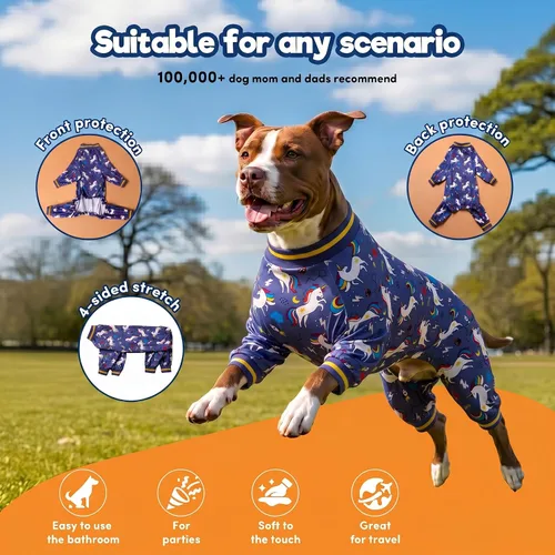 Vista 4 de LovinPet Body para perro de raza grande, estampado gris de cohete de Azul Blanco