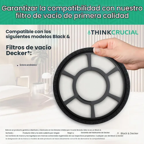 Vista 6 de 1 filtro de vacío de repuesto compatible con Black & Decker Parte # BDASV102 y modelos Air Swivel Pre Filter Parte, compatible con aspiradora