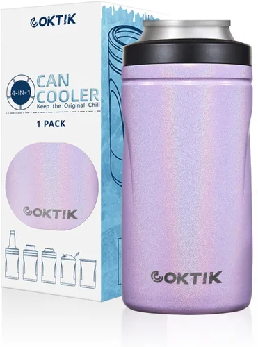 Vista 42 de COKTIK 4 en 1 enfriador de latas aislado, enfriador de latas delgadas de doble pared para latas de 12 oz regulares o delgadas y botellas de cerveza