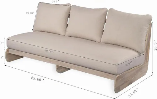 Vista 2 de Christopher Knight Home sofá de 3 plazas de madera de acacia Poppy para exteriores con cojín, sofá de patio de madera con cojín, cómodo sofá sin