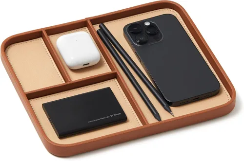 Vista 11 de Nordik - Bandeja de valet de cuero, bandeja mediana EDC - Coral Blush 9.5 x