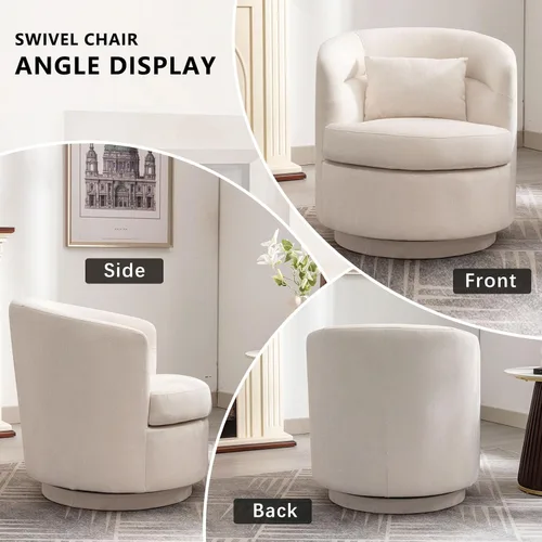 Vista 5 de CANMOV - Silla giratoria con acento, silla de barril redonda de 360 grados con almohada, sillón de club individual tapizado, cómodo, para sala
