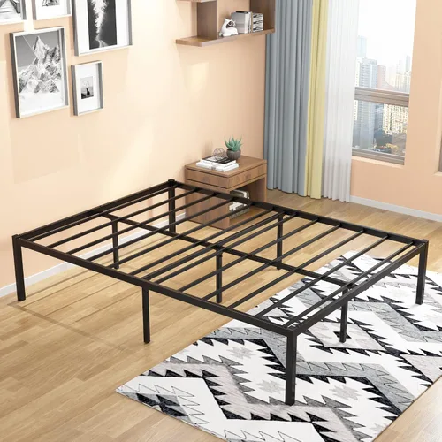 Vista 3 de Weehom Marco de cama de tamaño matrimonial de 16 pulgadas, plataforma de metal, no necesita somier, base de colchón, soporte de listones de acero