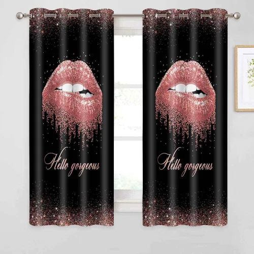 Vista 9 de CLZYSP554 - Cortinas de labios para dormitorio, cortinas opacas con aislamiento térmico para oscurecer la habitación, cortinas opacas para Dorado