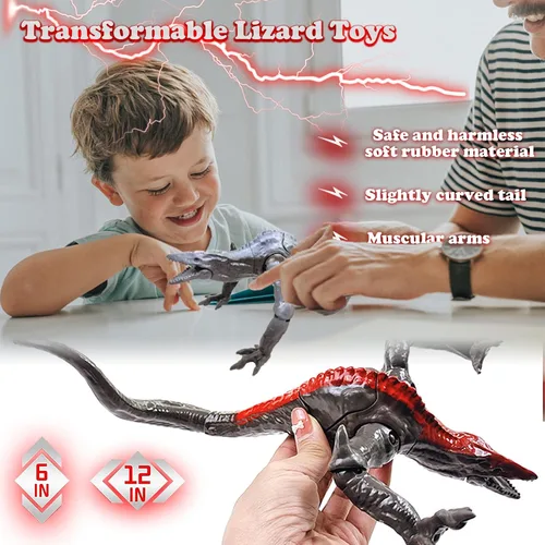 Vista 5 de Monster Toys Figuras de acción, juguetes de animales de pegamento suave, juguetes para niños con articulaciones móviles, juguete de lagarto
